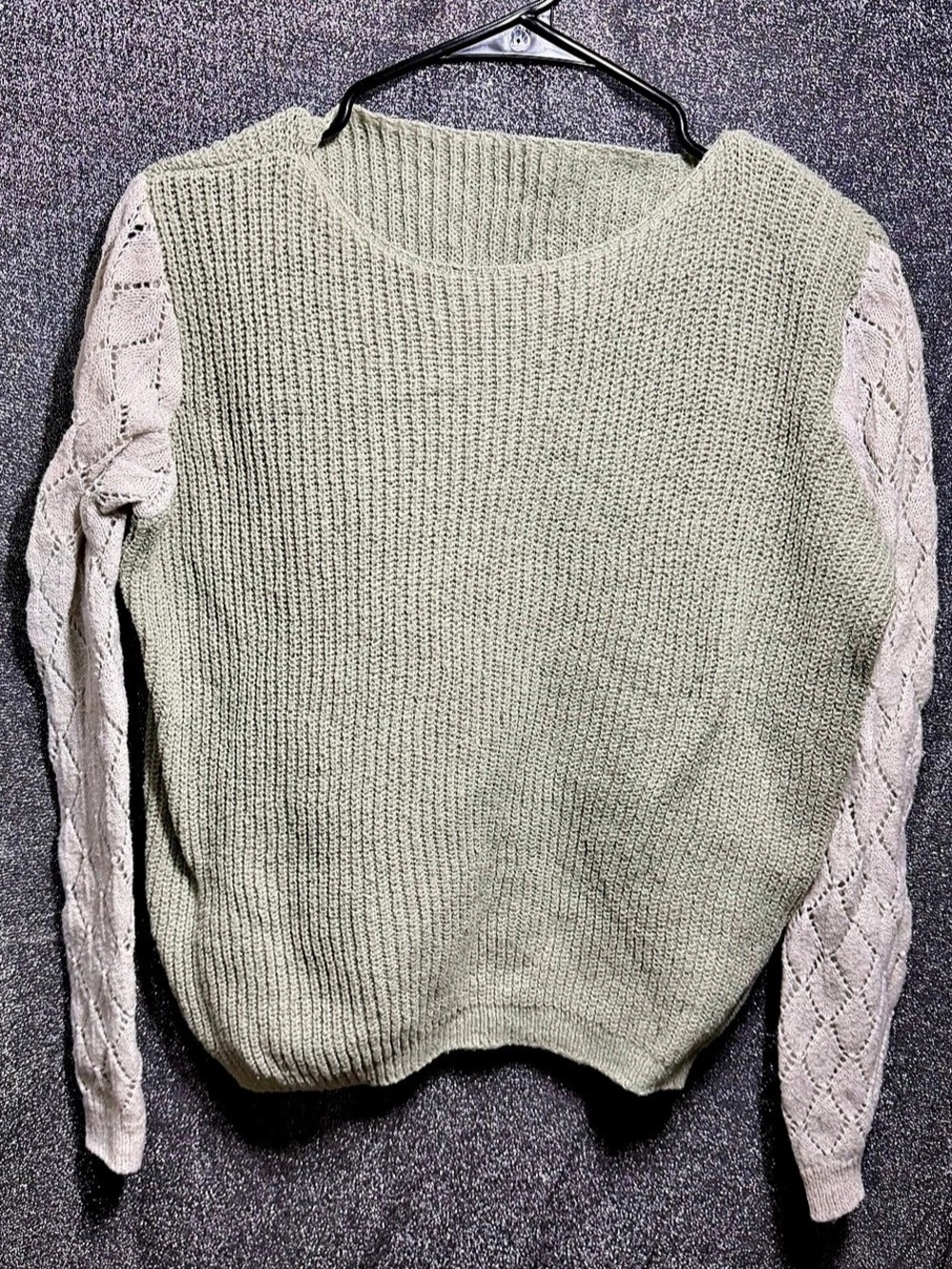 Green & White Knit Sweater